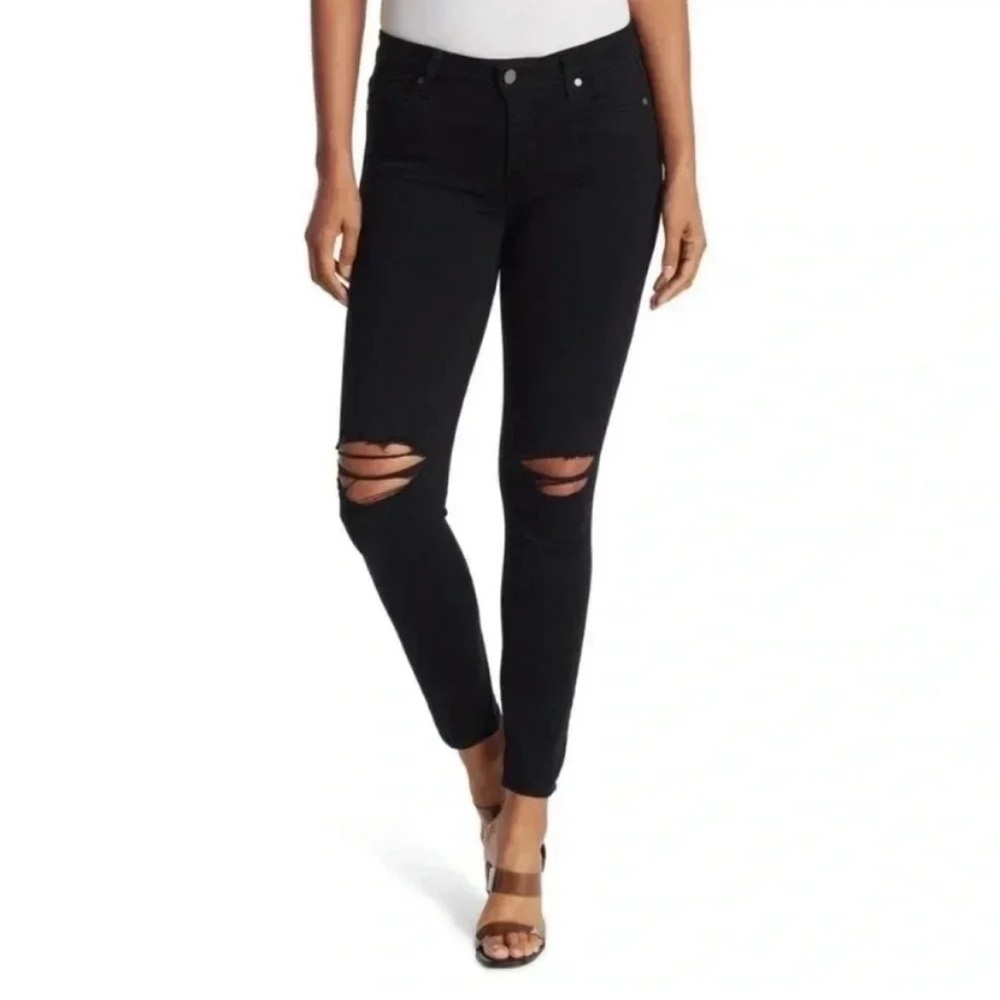 PAIGE Verdugo Crop Distressed Skinny Pants Slate Black Denim Jeans Size 28 Raw